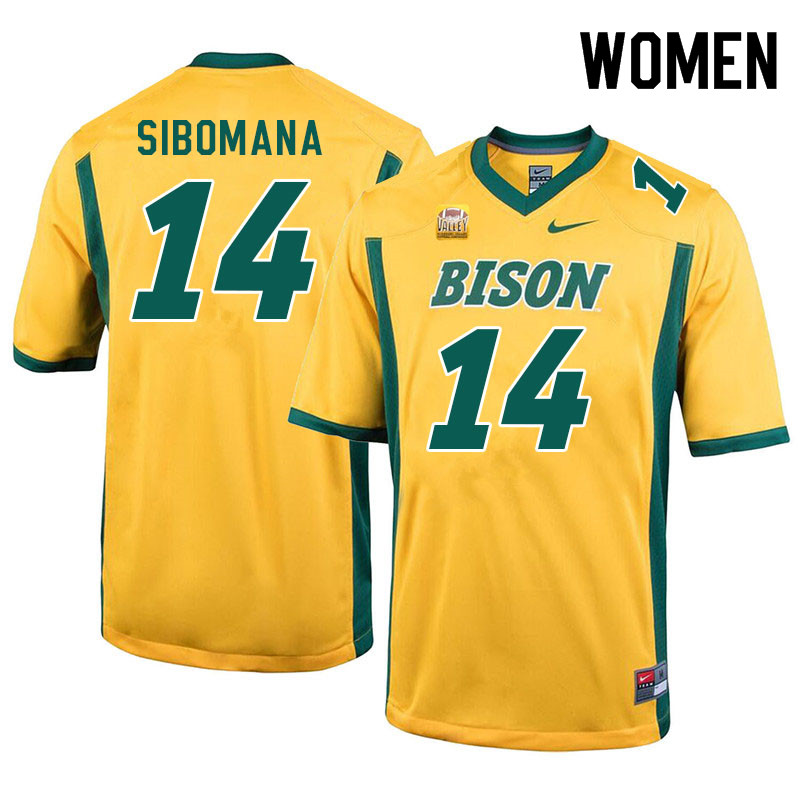 Women #14 Enock Sibomana North Dakota State Bison College Football Jerseys Sale-Yellow